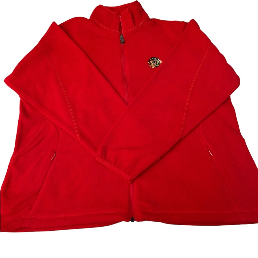 Chicago Blackhawks Full Zip‎ Fleece Sweatshirt Women’s XXL Red Antigua Pockets
